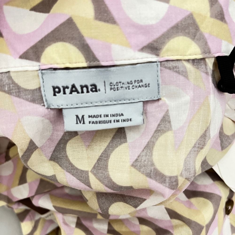 Prana Iguala Top Womens M Willow Retro Geo Short Sleeve Button Down 1970891 - Picture 5 of 7